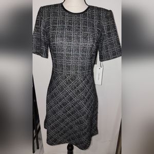 Calvin Klein Tweed Black Short Sleeve Dress